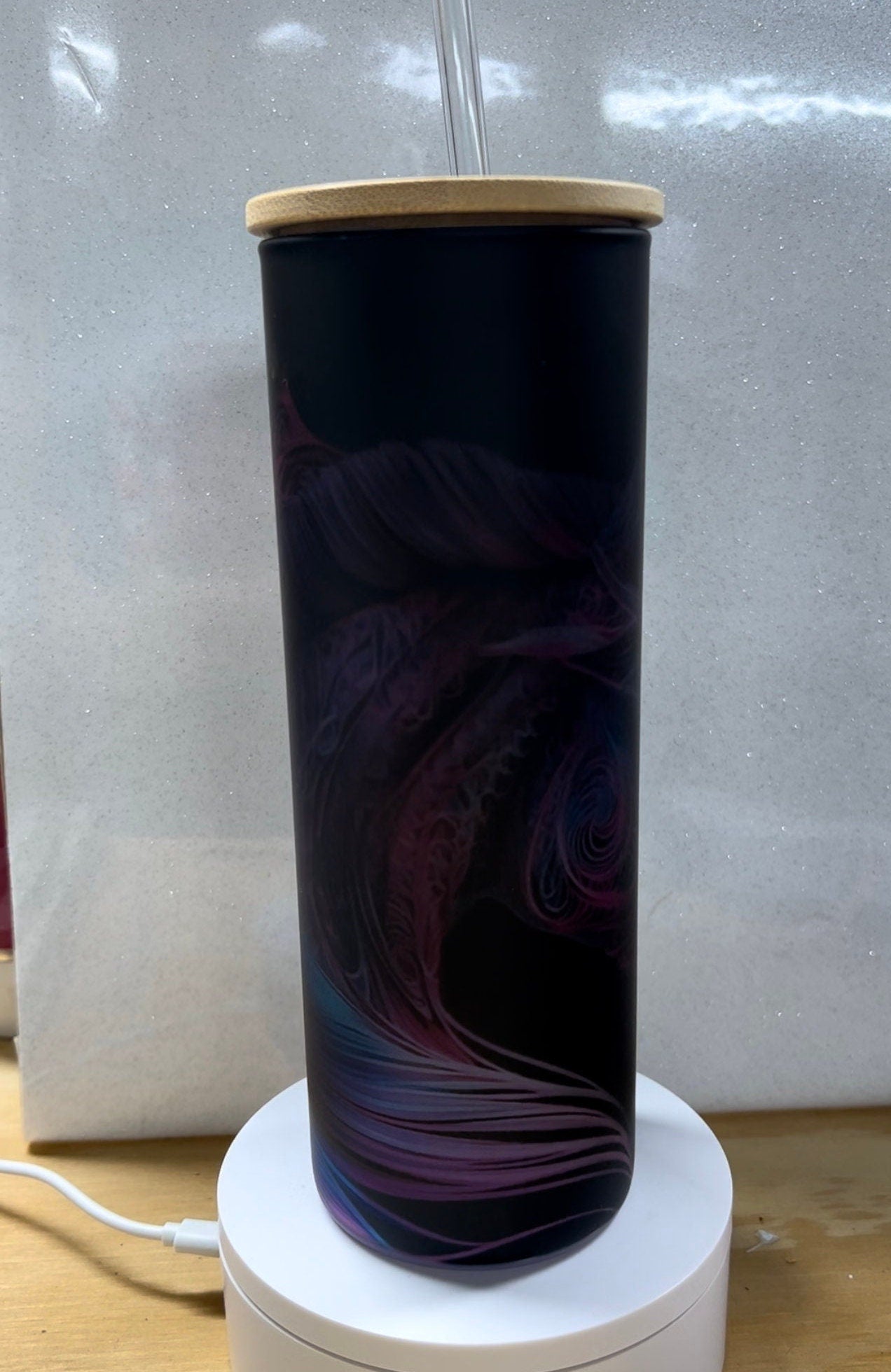 Vibrant Rainbow Horse 20oz GLASS Tumbler – Artistic Equine Line Art Cup