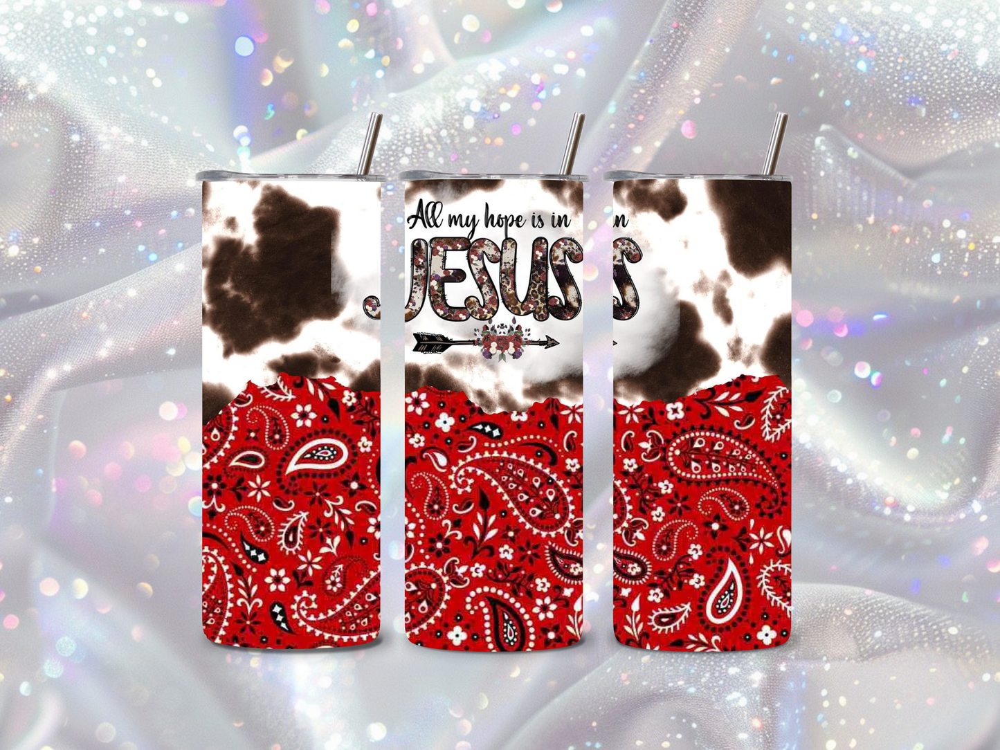 Jesus Faith Tumbler | Western Cowhide Christian 20oz Tumbler