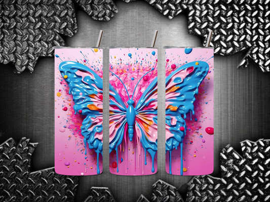 Dripping Paint Butterfly Tumbler – Color Splash water bottle