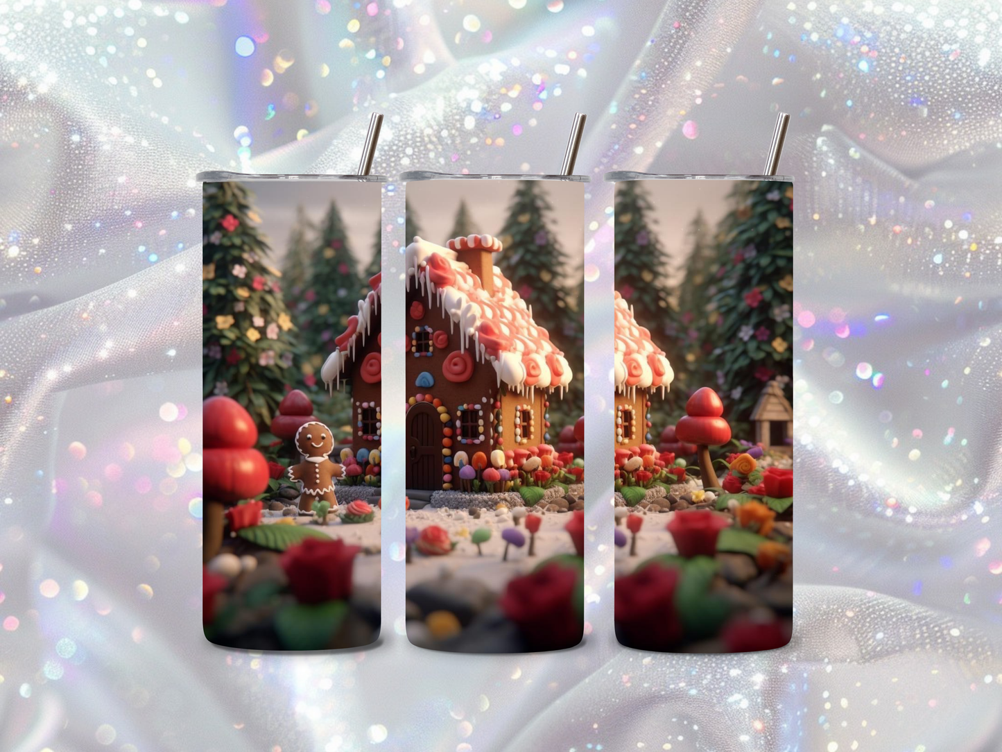 Holiday Gingerbread House Mug Tumbler | 20oz Christmas Drinkware