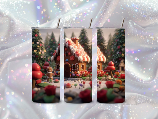 Holiday Gingerbread House Mug Tumbler | 20oz Christmas Drinkware