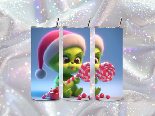 Sweet & Sassy Baby Grinch Tumbler • Christmas Lollipop Design