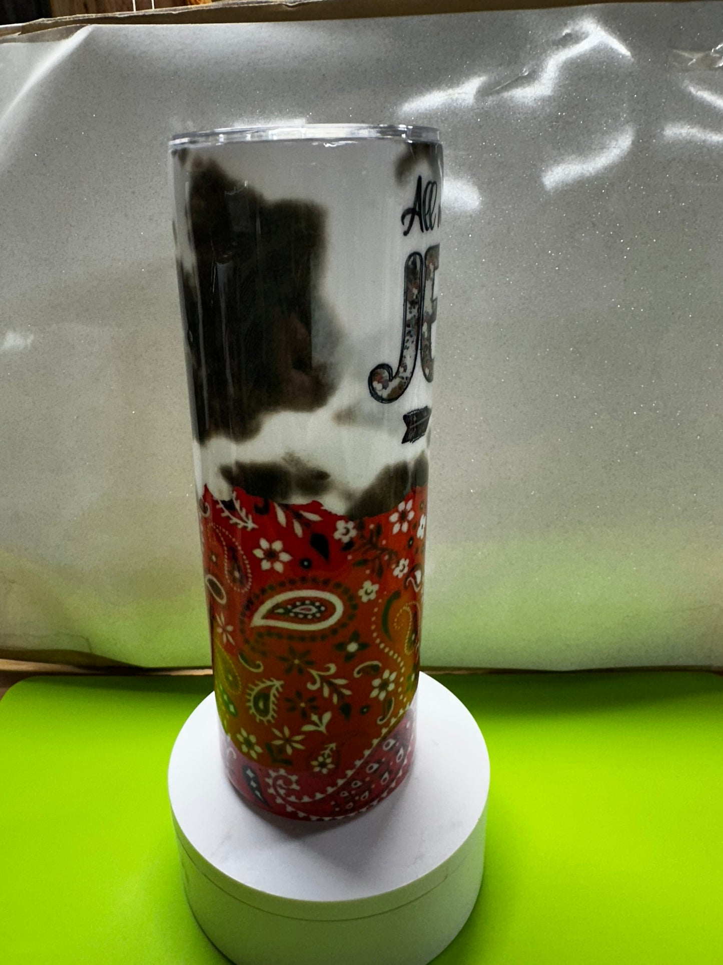Jesus Faith Tumbler | Western Cowhide Christian 20oz Tumbler