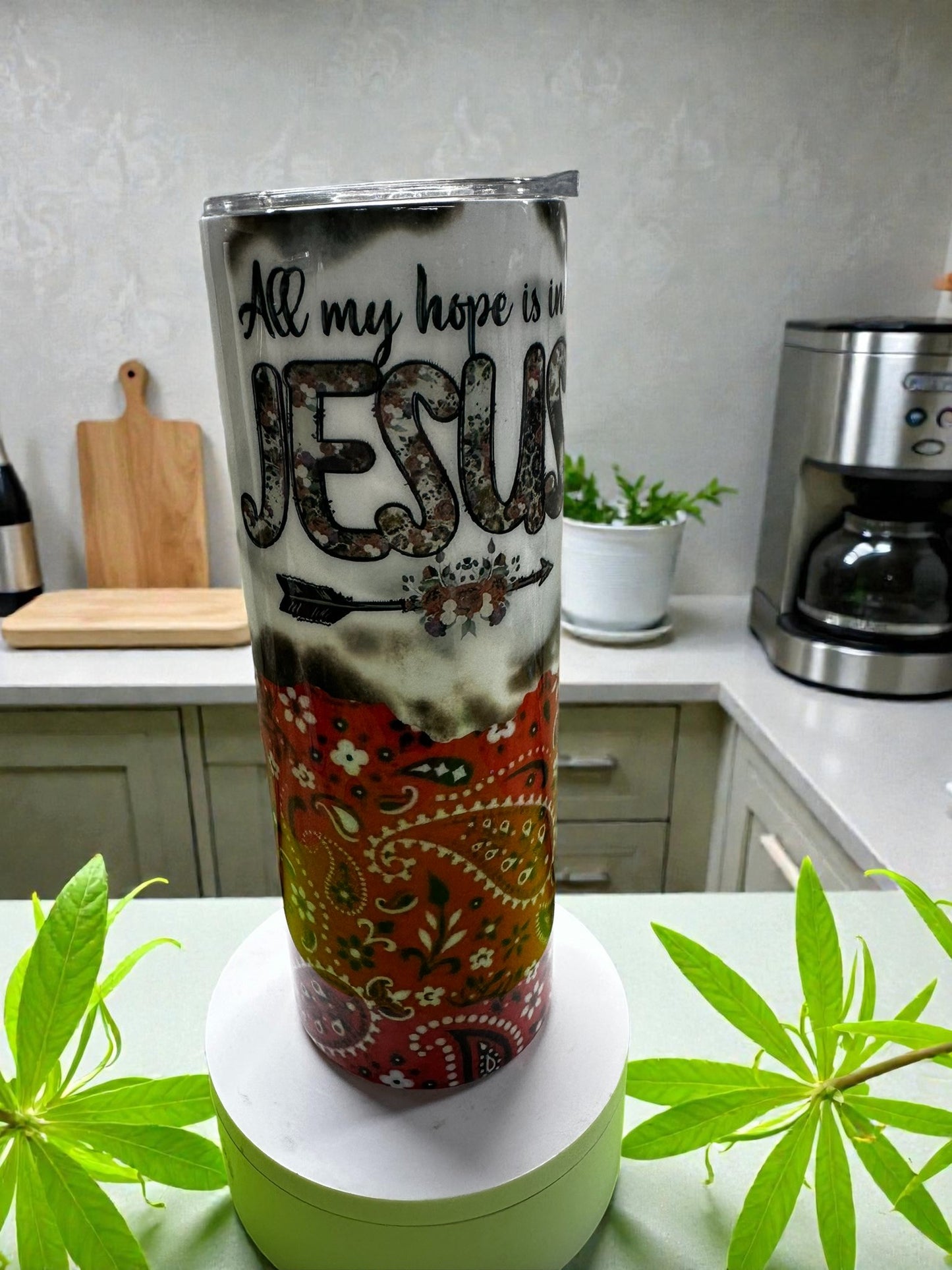 Jesus Faith Tumbler | Western Cowhide Christian 20oz Tumbler