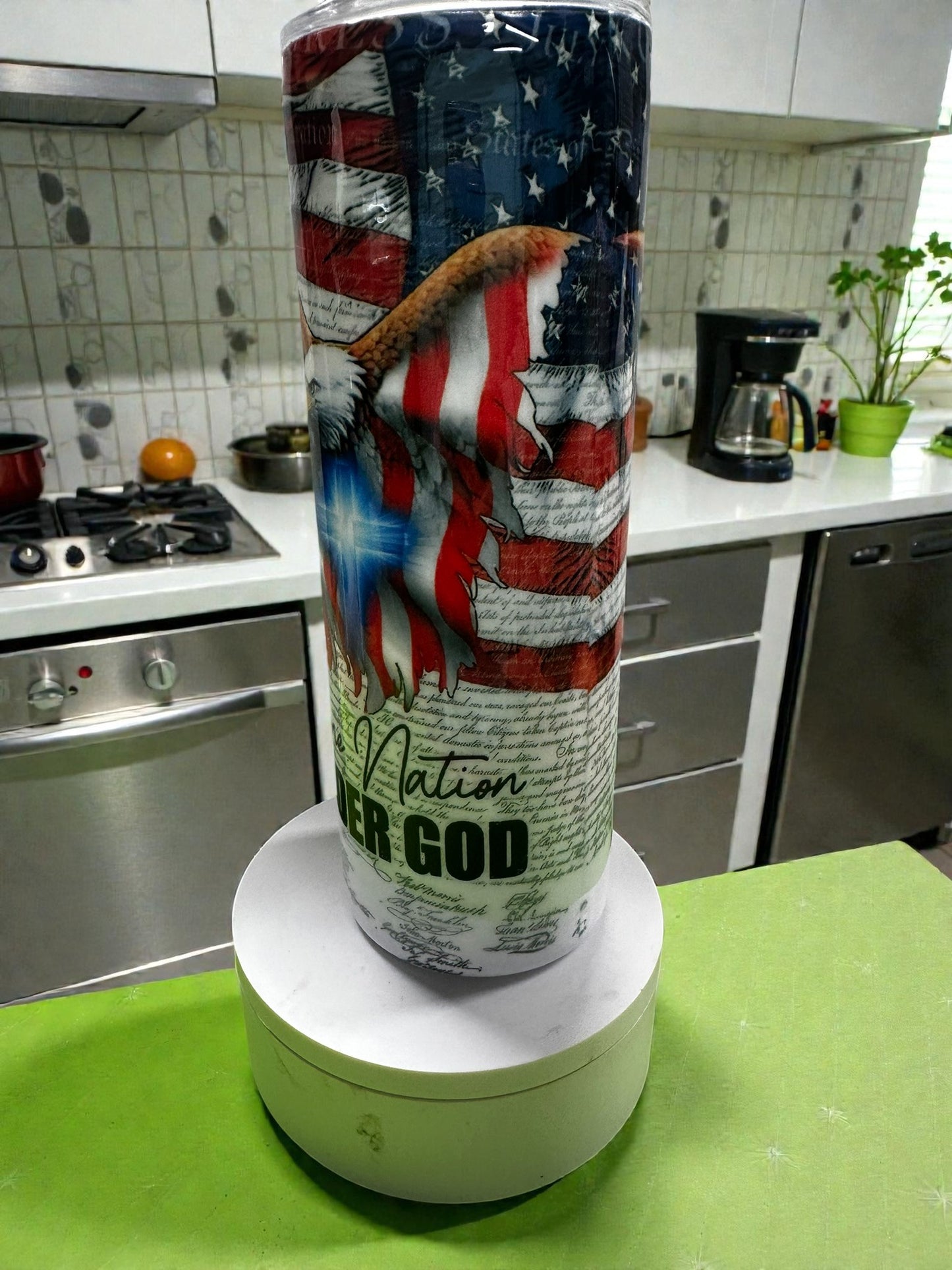 American Eagle Faith Tumbler | Patriotic Christian 20oz Skinny Cup