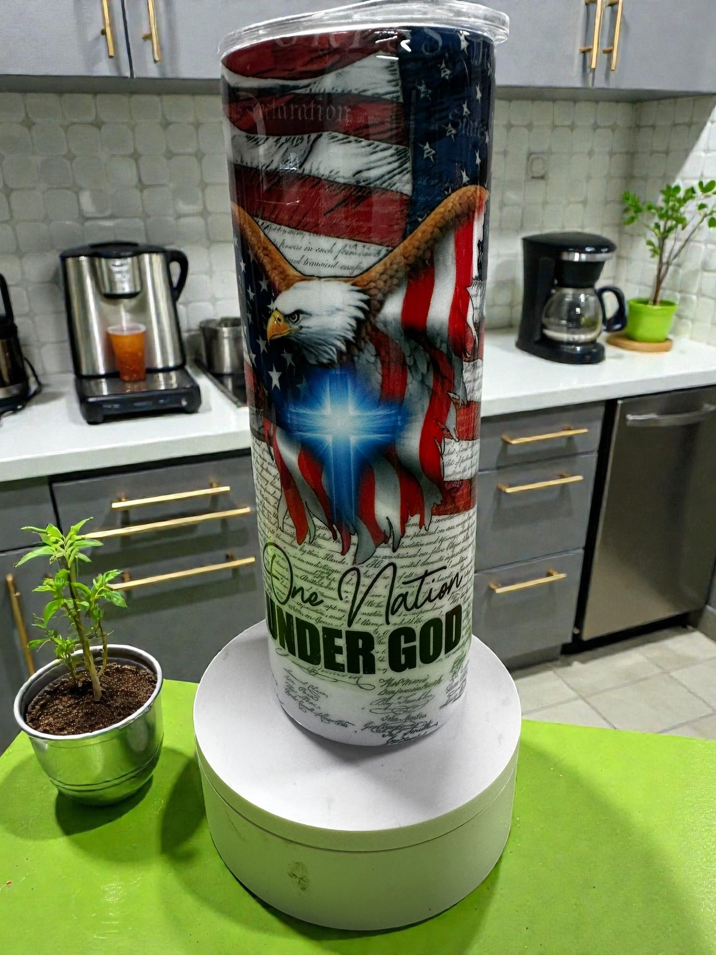 American Eagle Faith Tumbler | Patriotic Christian 20oz Skinny Cup