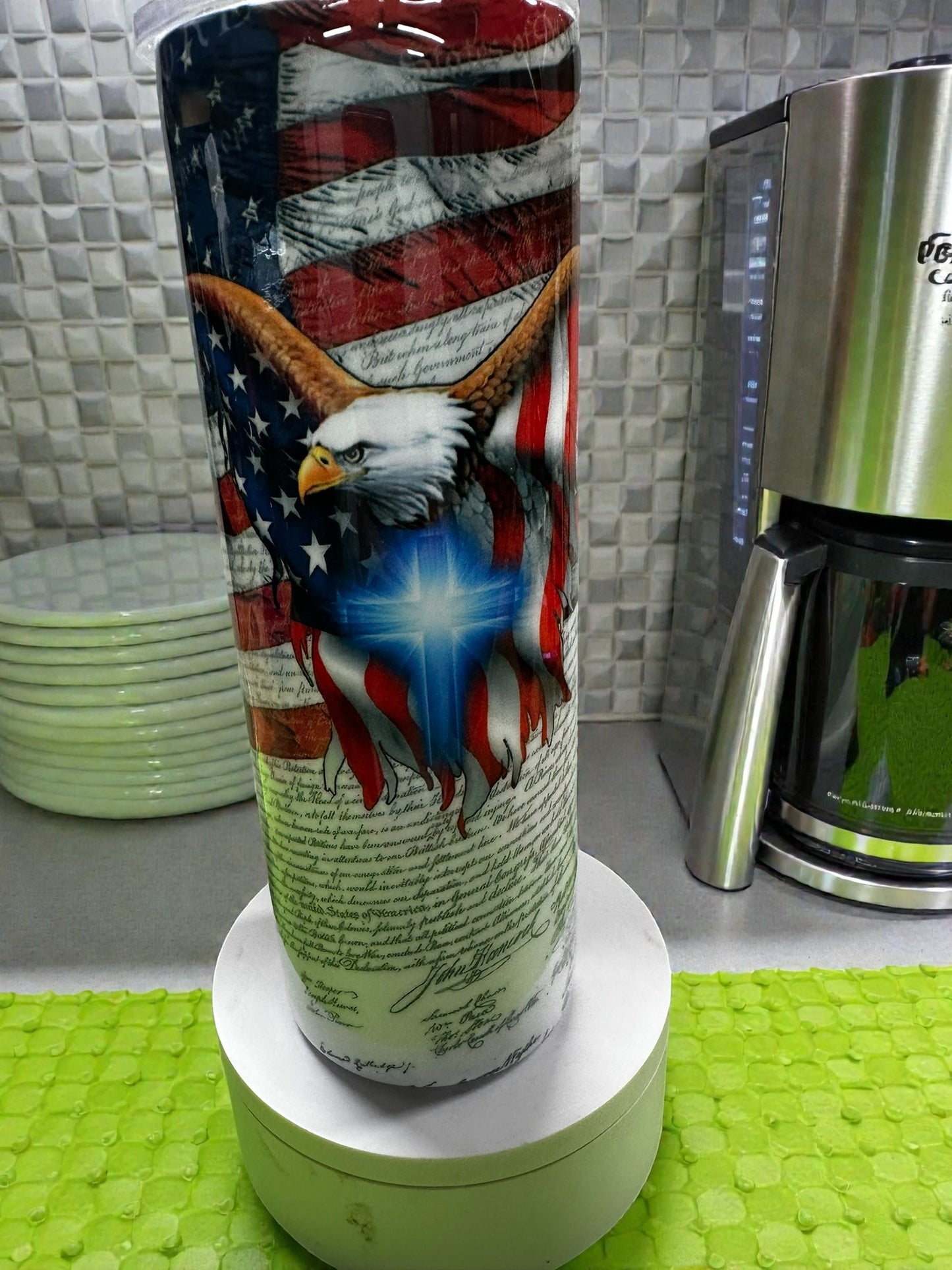 American Eagle Faith Tumbler | Patriotic Christian 20oz Skinny Cup
