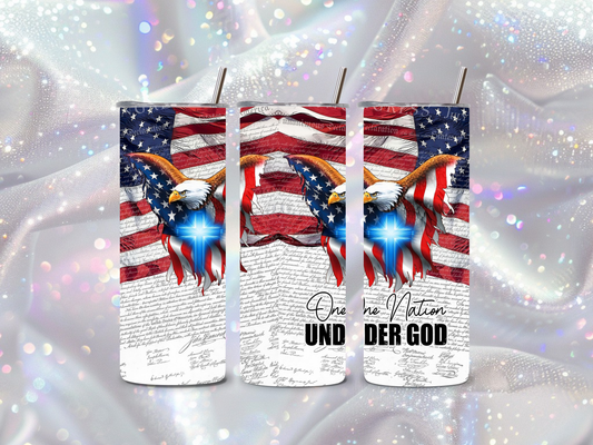American Eagle Faith Tumbler | Patriotic Christian 20oz Skinny Cup