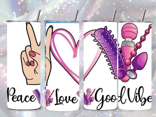 Boho Peace Love Tumbler – 20oz Skinny Stainless Steel