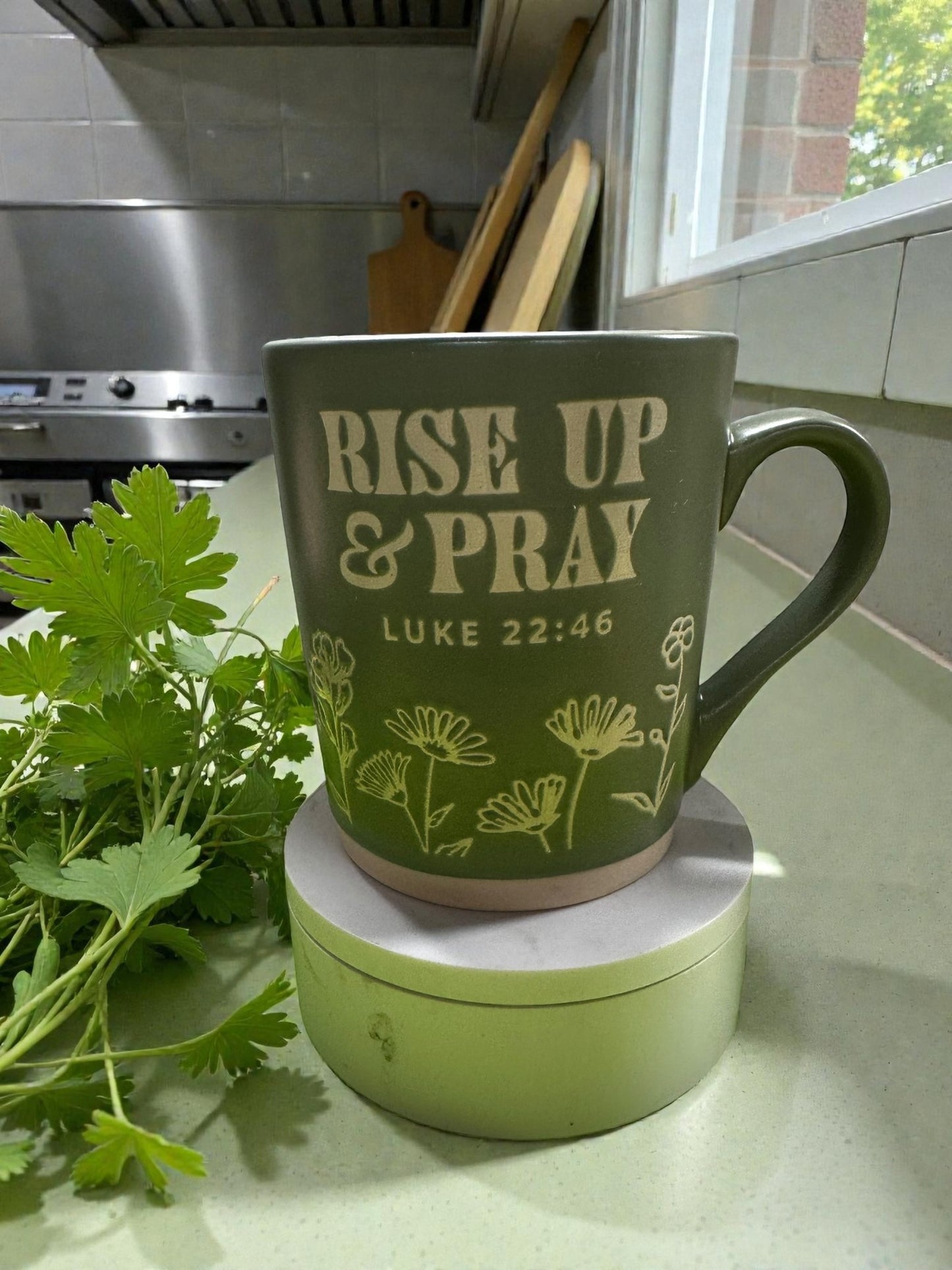 Rise Up & Pray Coffee Mug | Luke 22:46 Scripture Mug