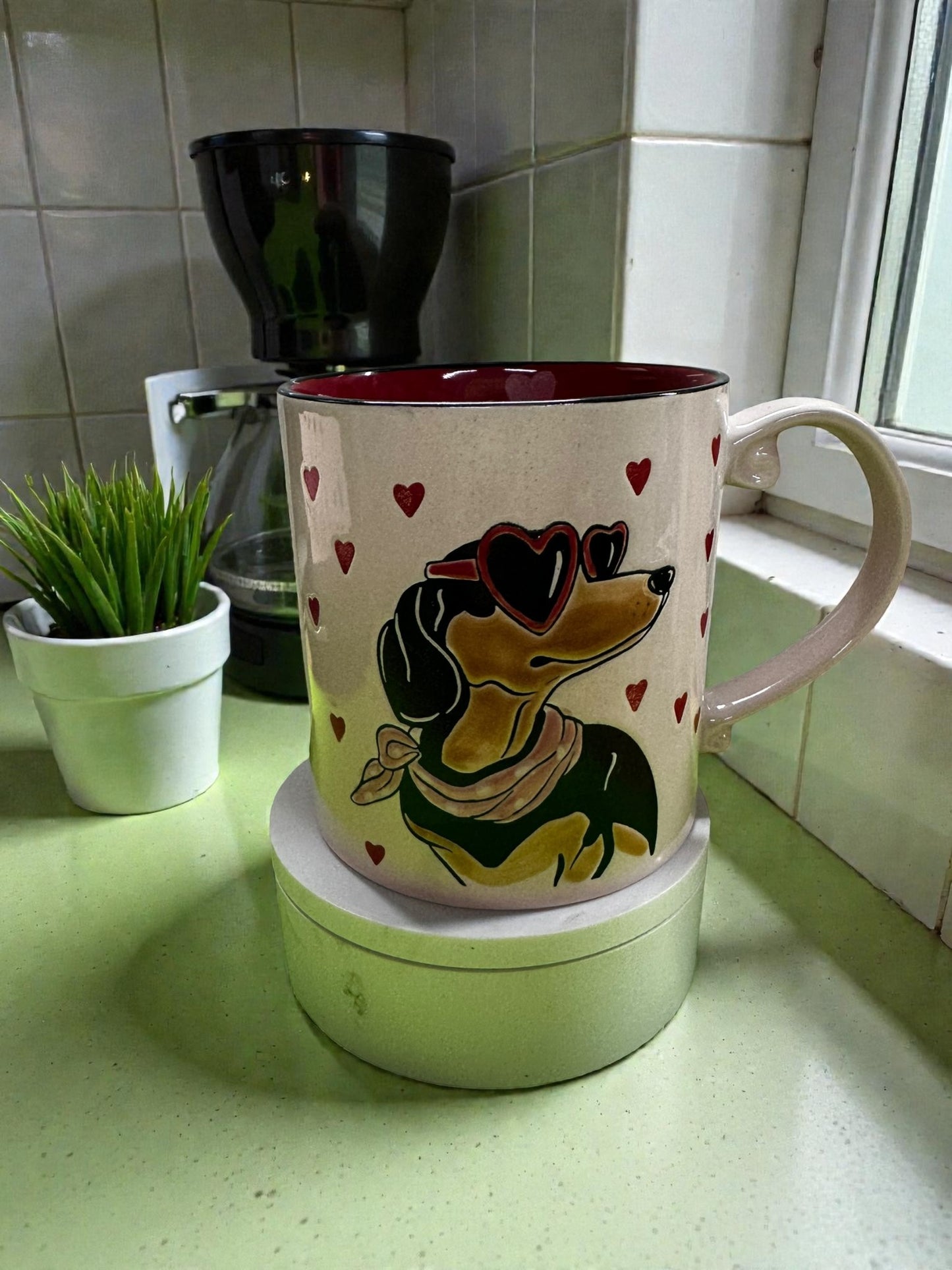 Dachshund Love Coffee Mug | Heart Sunglasses Dog Mug