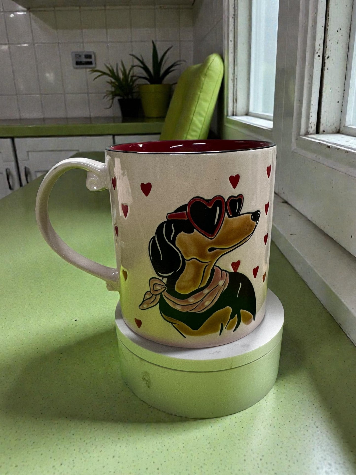 Dachshund Love Coffee Mug | Heart Sunglasses Dog Mug