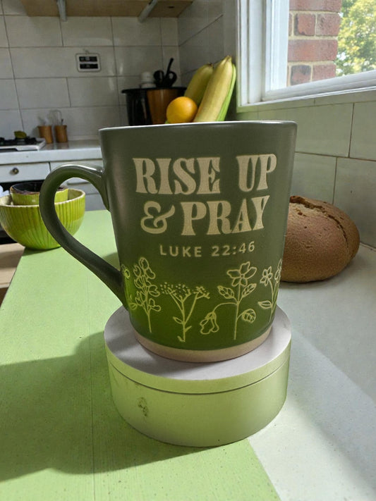 Rise Up & Pray Coffee Mug | Luke 22:46 Scripture Mug