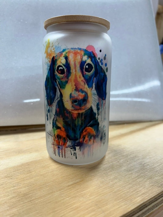 Doug Dachshund (weiner dog) can/tumbler