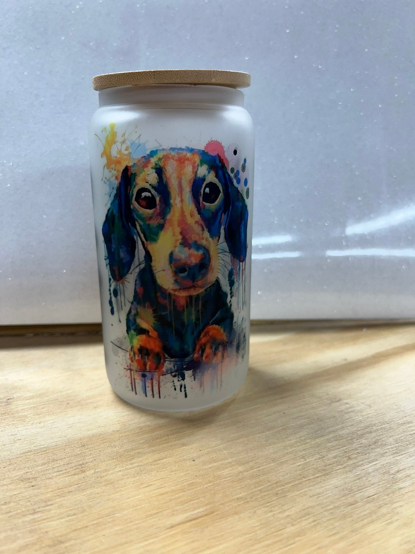 Doug Dachshund (weiner dog) can/tumbler