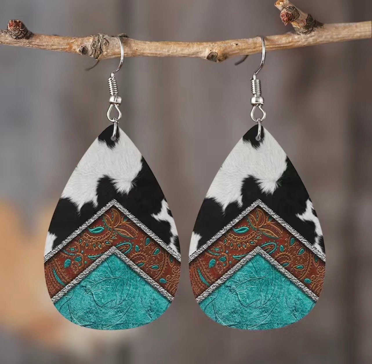 Leather look earrings