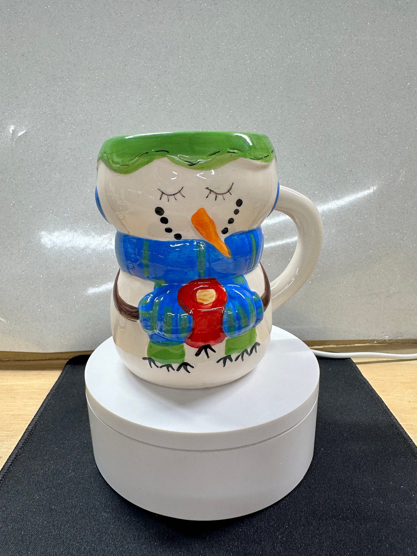 Snowman Mug with Blue Scarf – Holiday Coffee & Cocoa Cup