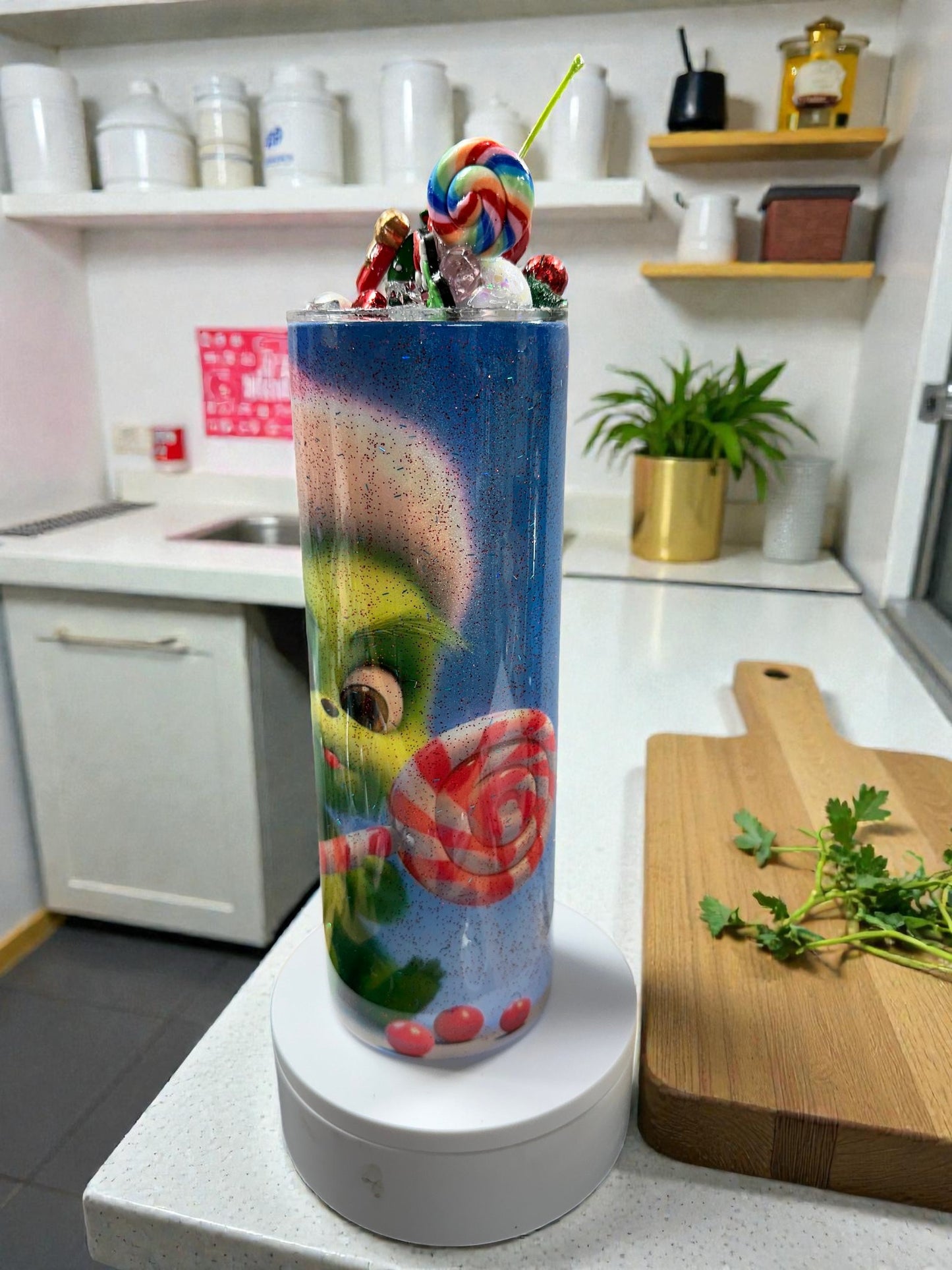 Sweet & Sassy Baby Grinch Tumbler • Christmas Lollipop Design