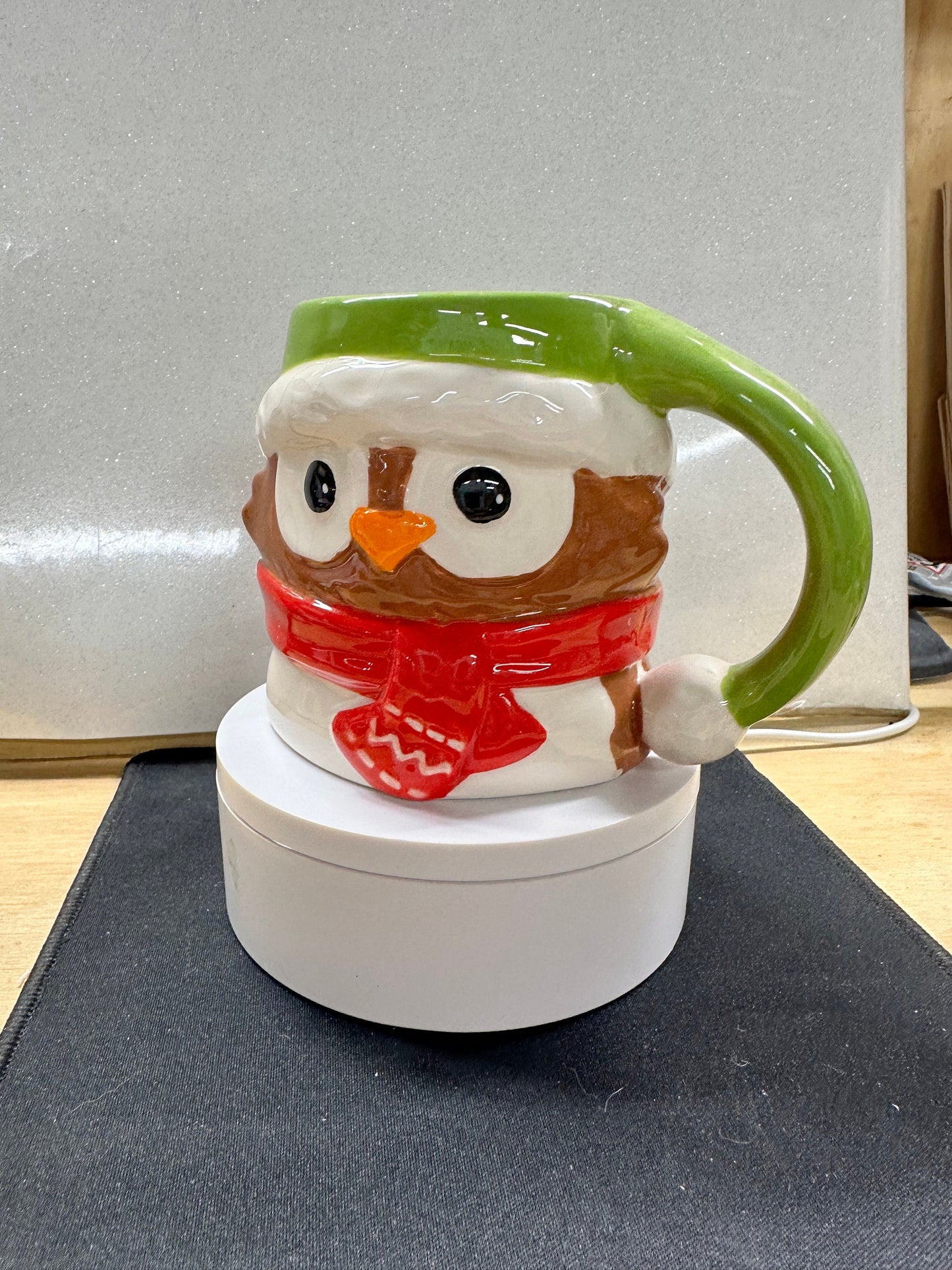 Whimsical Holiday Owl Mug – Snowman Style Ceramic Coffee Mug