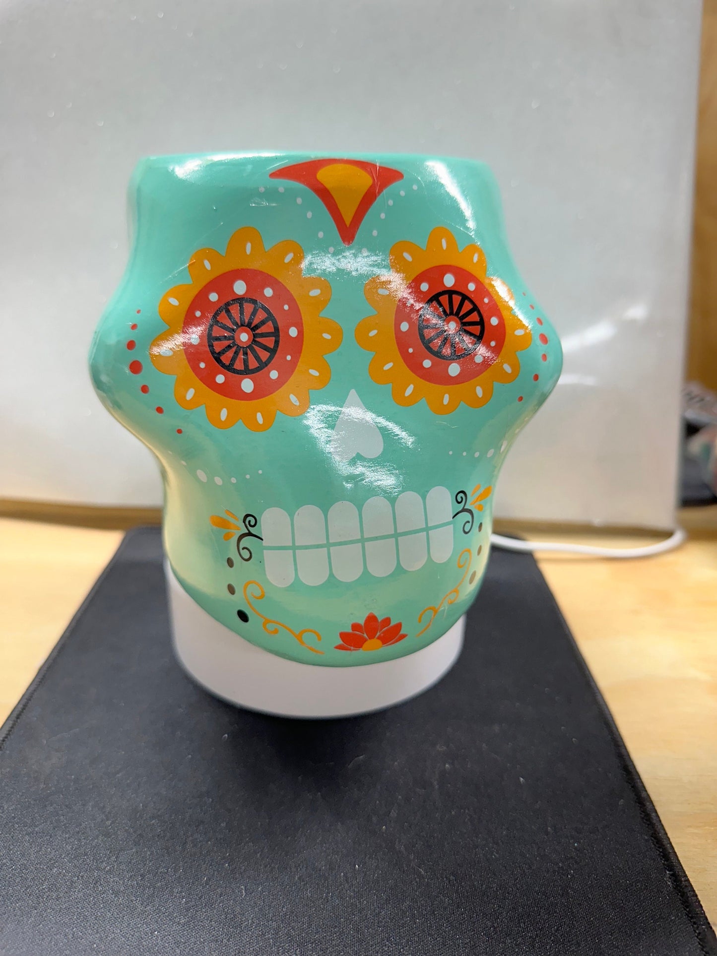 Turquoise Skull Planter – Boho Gothic Flower Pot