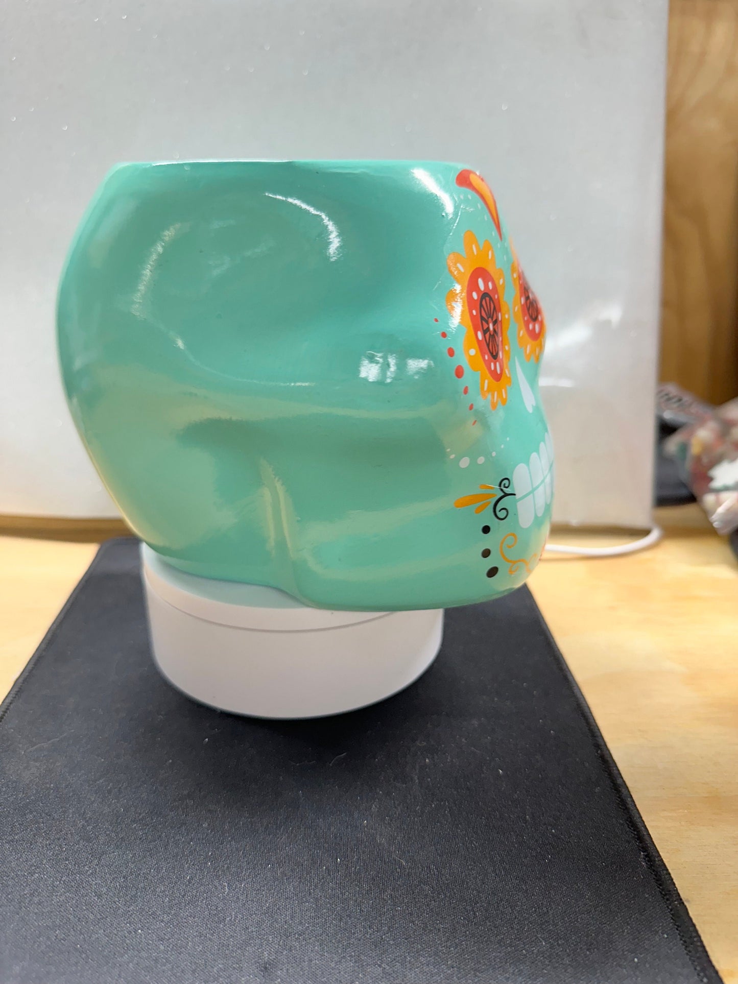 Turquoise Skull Planter – Boho Gothic Flower Pot