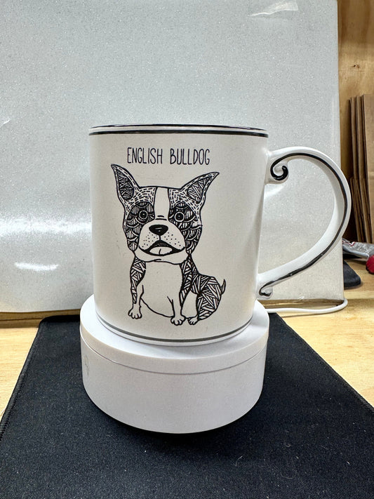 Bulldog Lover Mug – Illustrated English Bulldog Ceramic Cup