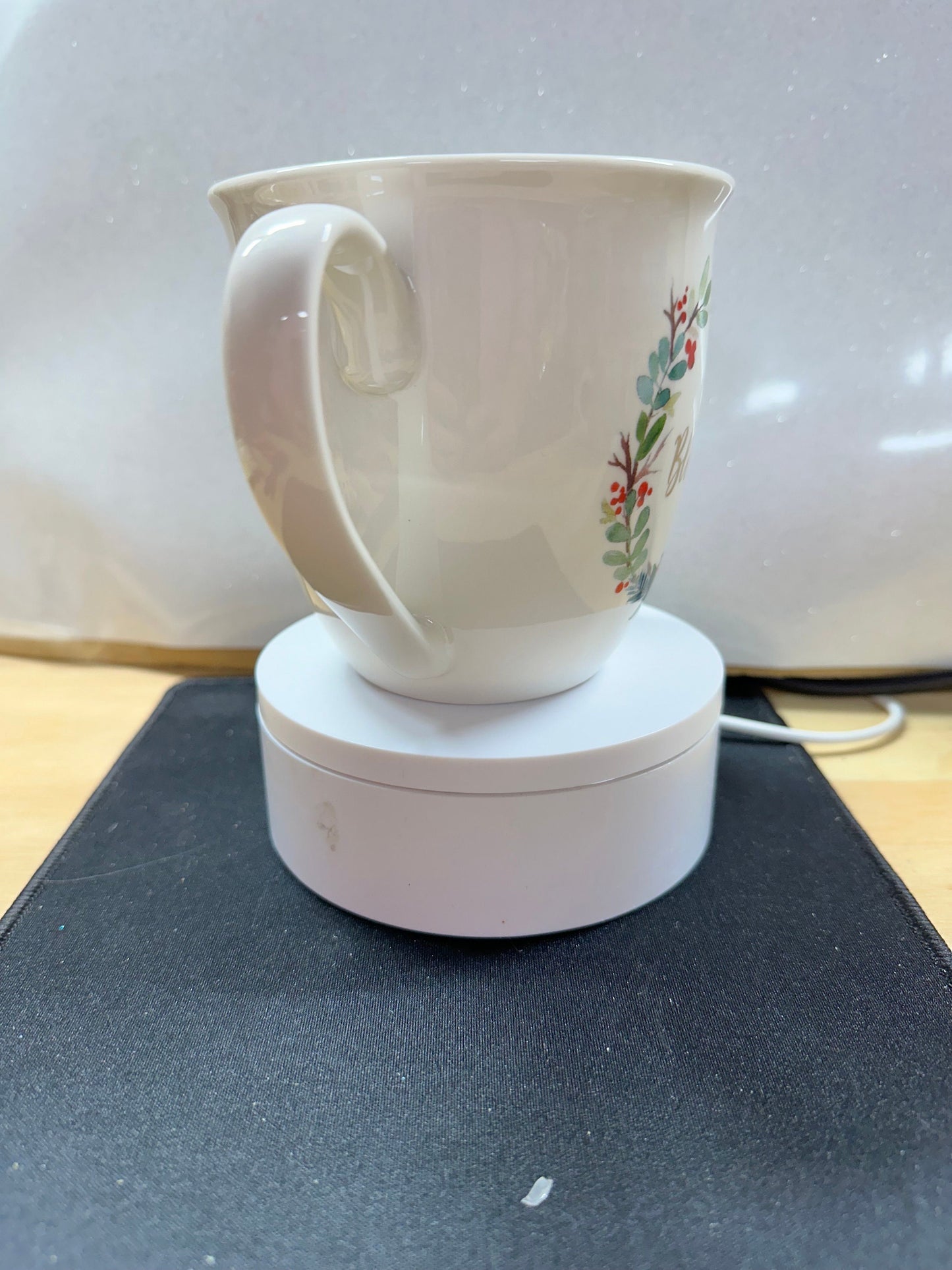 Floral ‘Blessed’ Mug – Encouraging Ceramic Cup with Gold Script