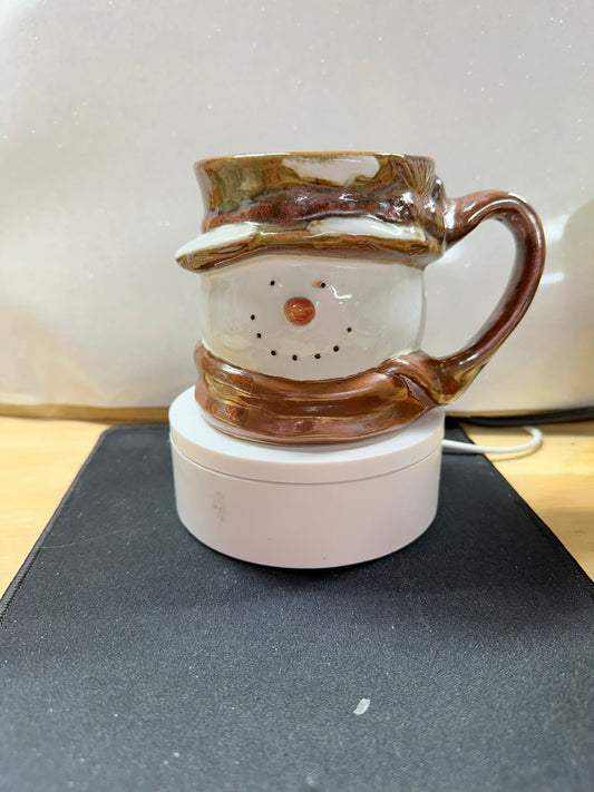 Snowman Hot Cocoa Mug – Rustic Holiday Coffee Cup Set of 2