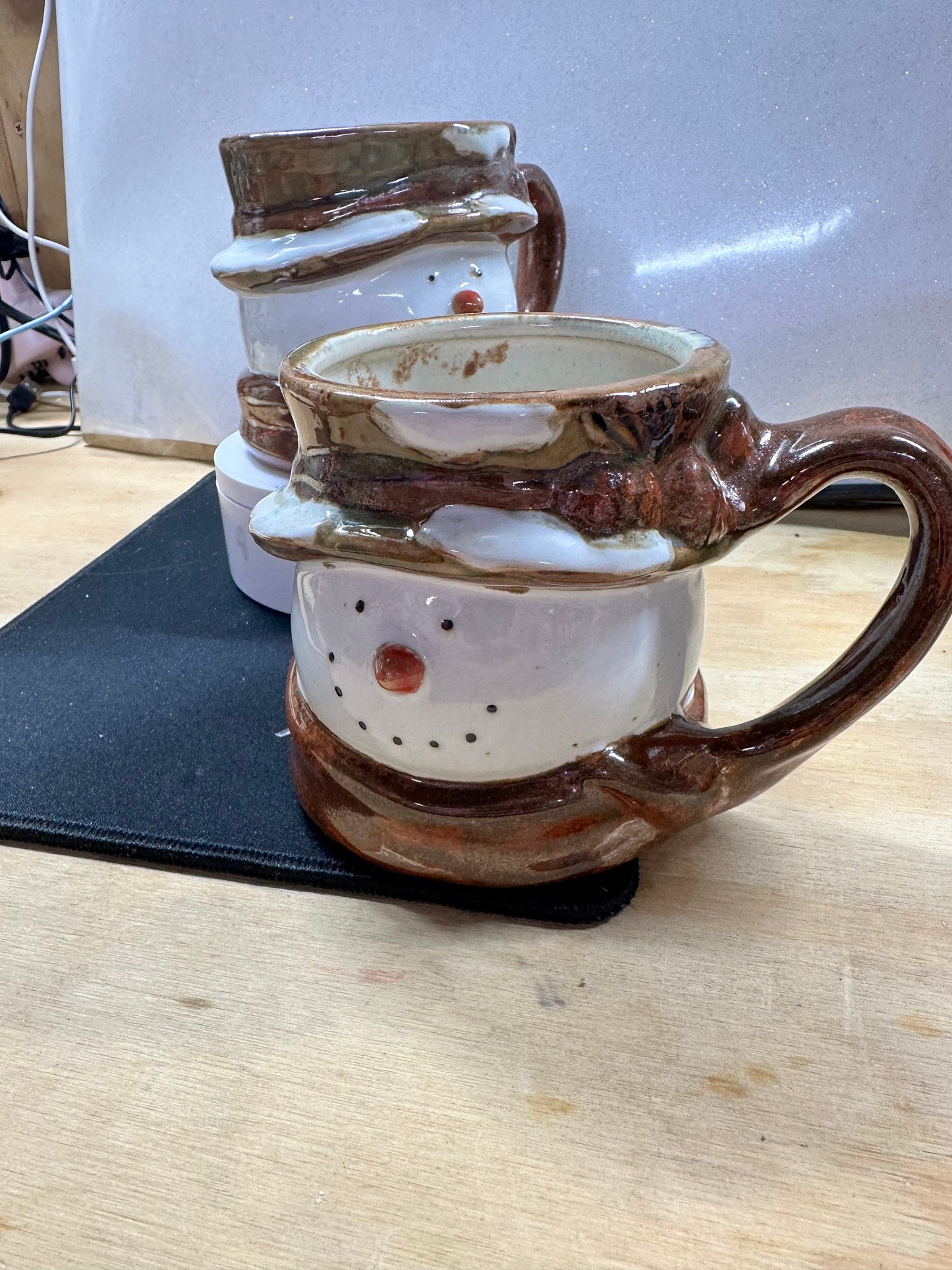 Snowman Hot Cocoa Mug – Rustic Holiday Coffee Cup Set of 2