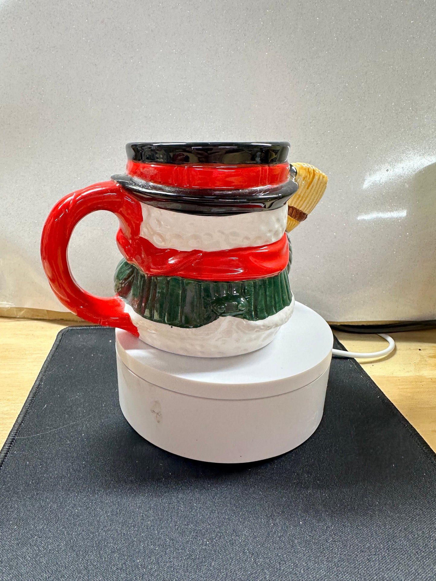 Snowman Holiday Mug with Broom & Pipe – Festive Ceramic Christmas Cup
