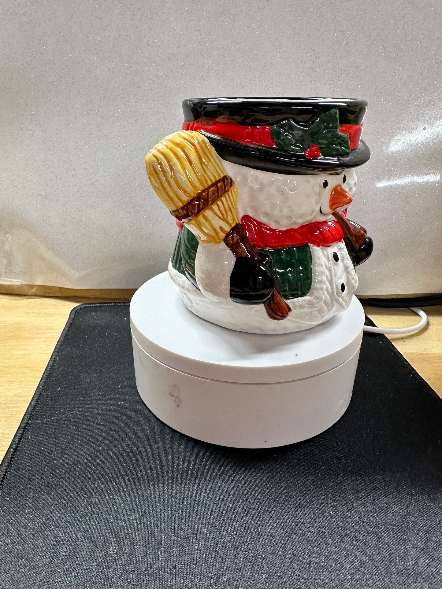 Snowman Holiday Mug with Broom & Pipe – Festive Ceramic Christmas Cup