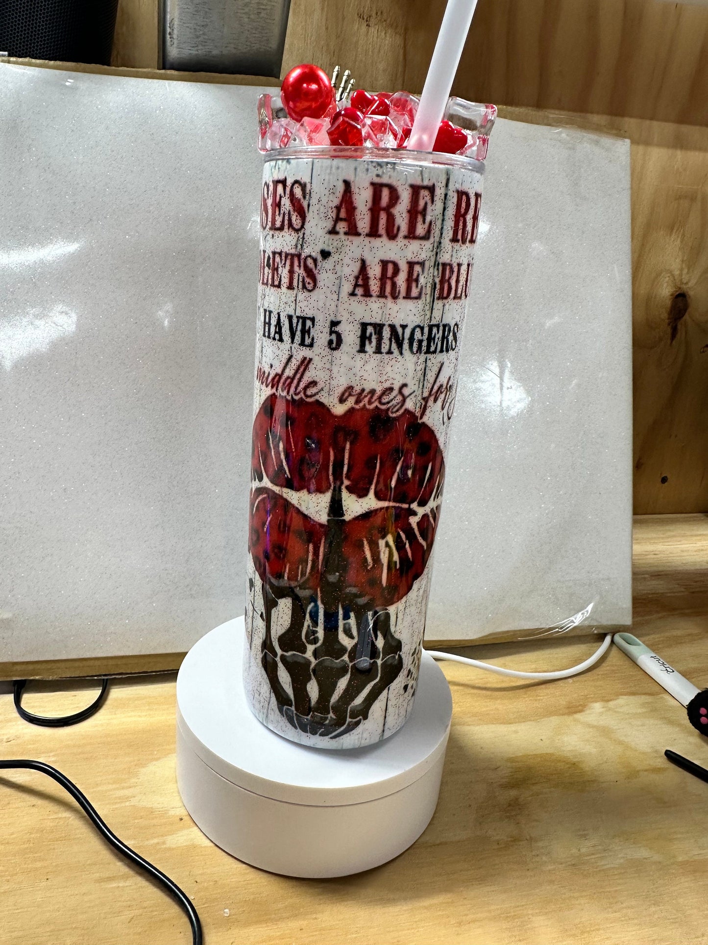 Roses Are Red, I Have 5 Fingers 20oz Tumbler – Sarcastic Snarky Drinkware