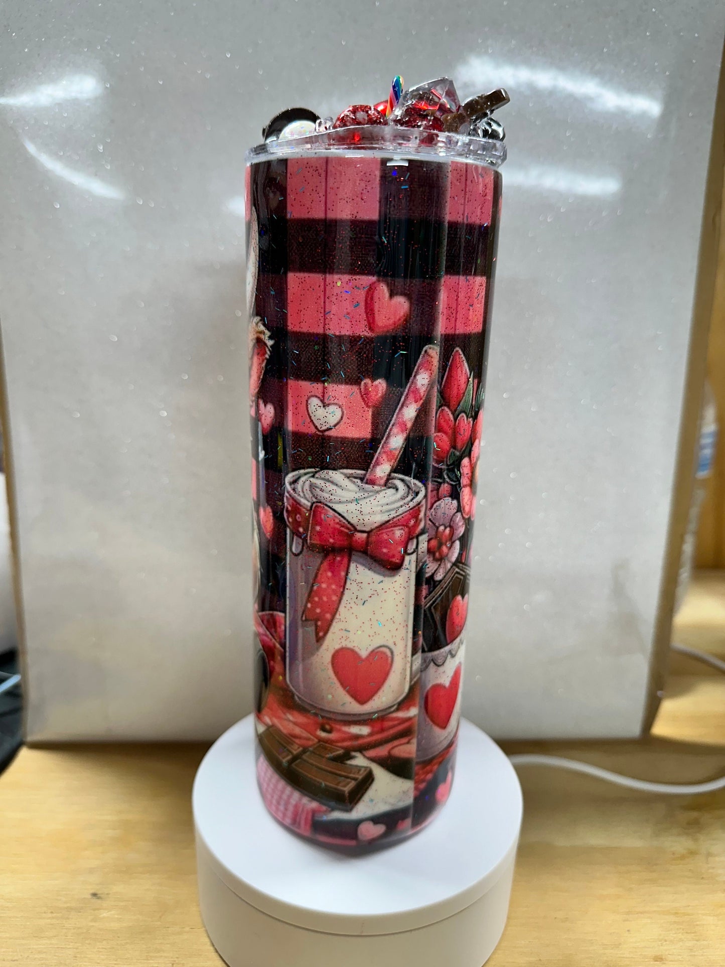 Pink Plaid Highland Cow 20oz Tumbler – Adorable Love-Themed Cup