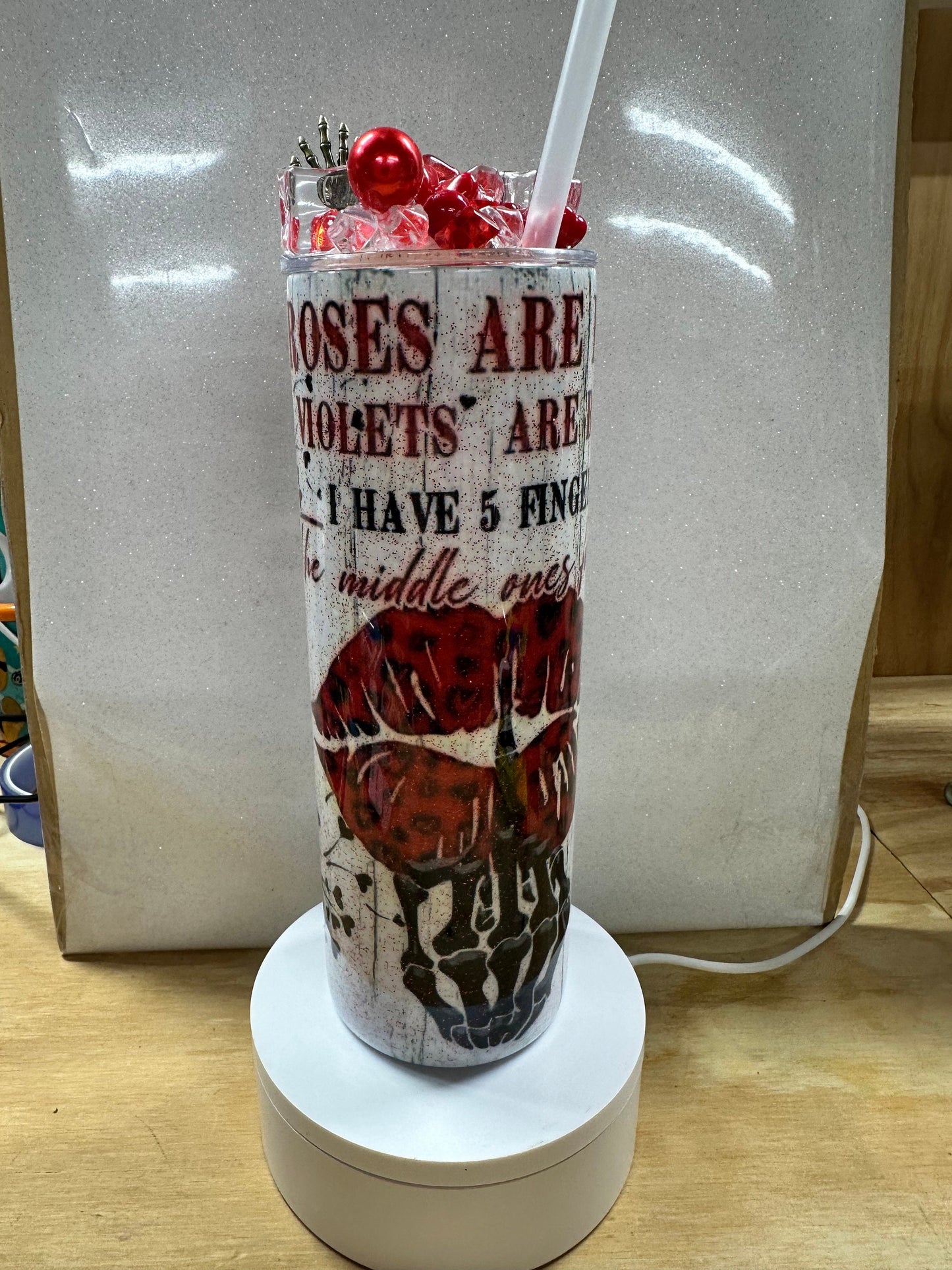 Roses Are Red, I Have 5 Fingers 20oz Tumbler – Sarcastic Snarky Drinkware