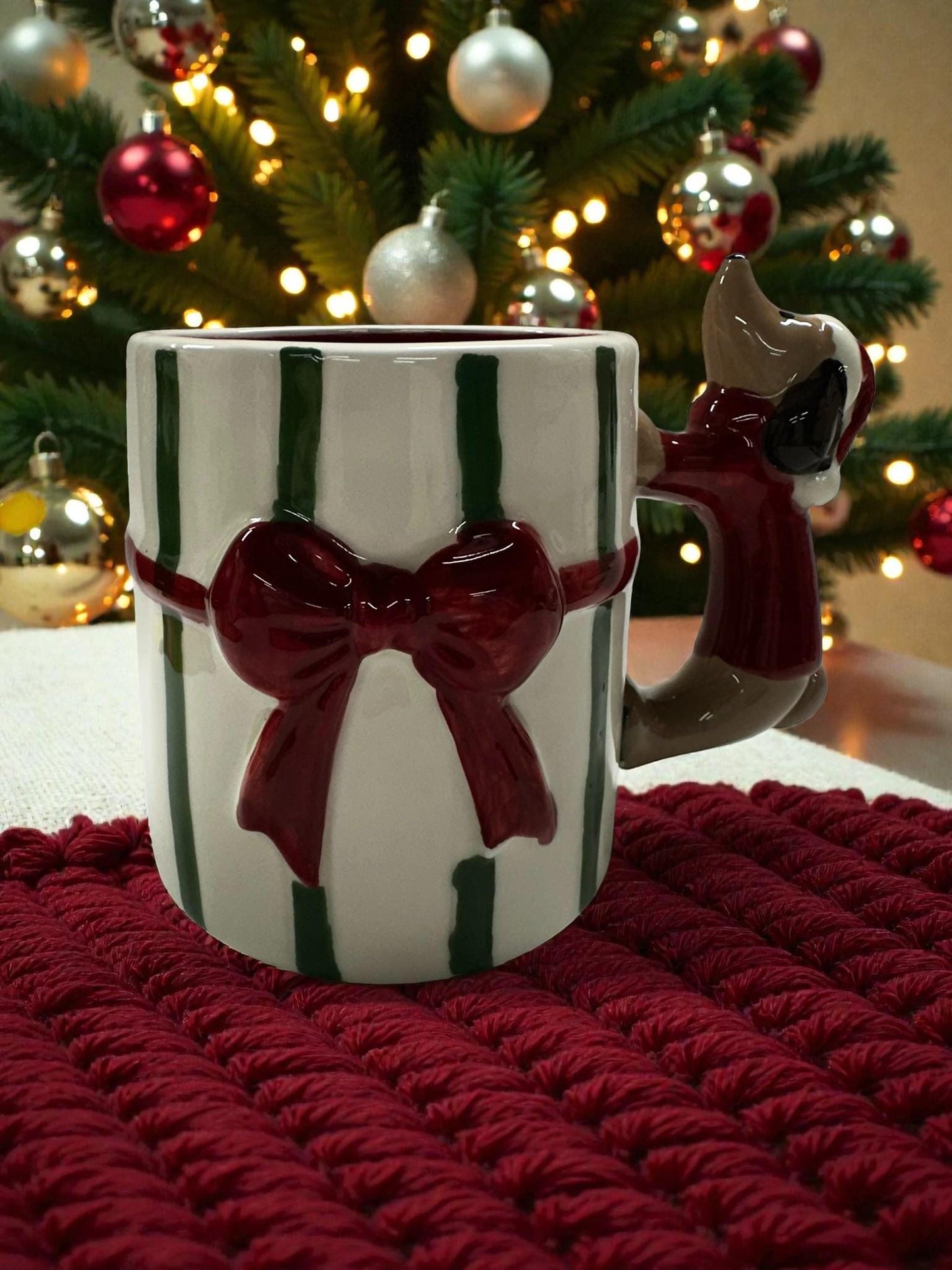 Festive 3D Dachshund Christmas Mug – Holiday Coffee & Cocoa Cup