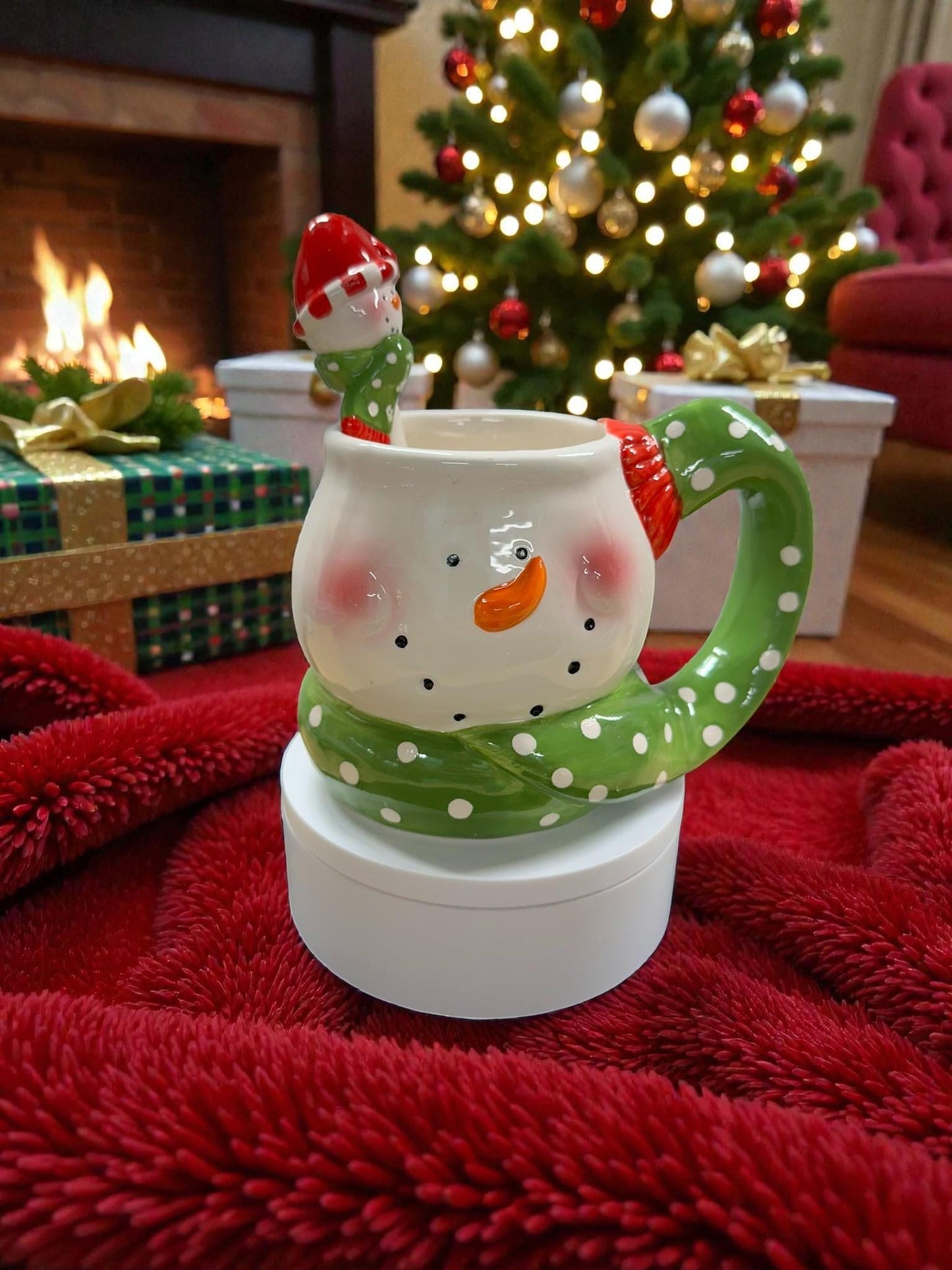 Snowman Christmas Mug – Cute 3D Holiday Ceramic Cup with Scarf Handle