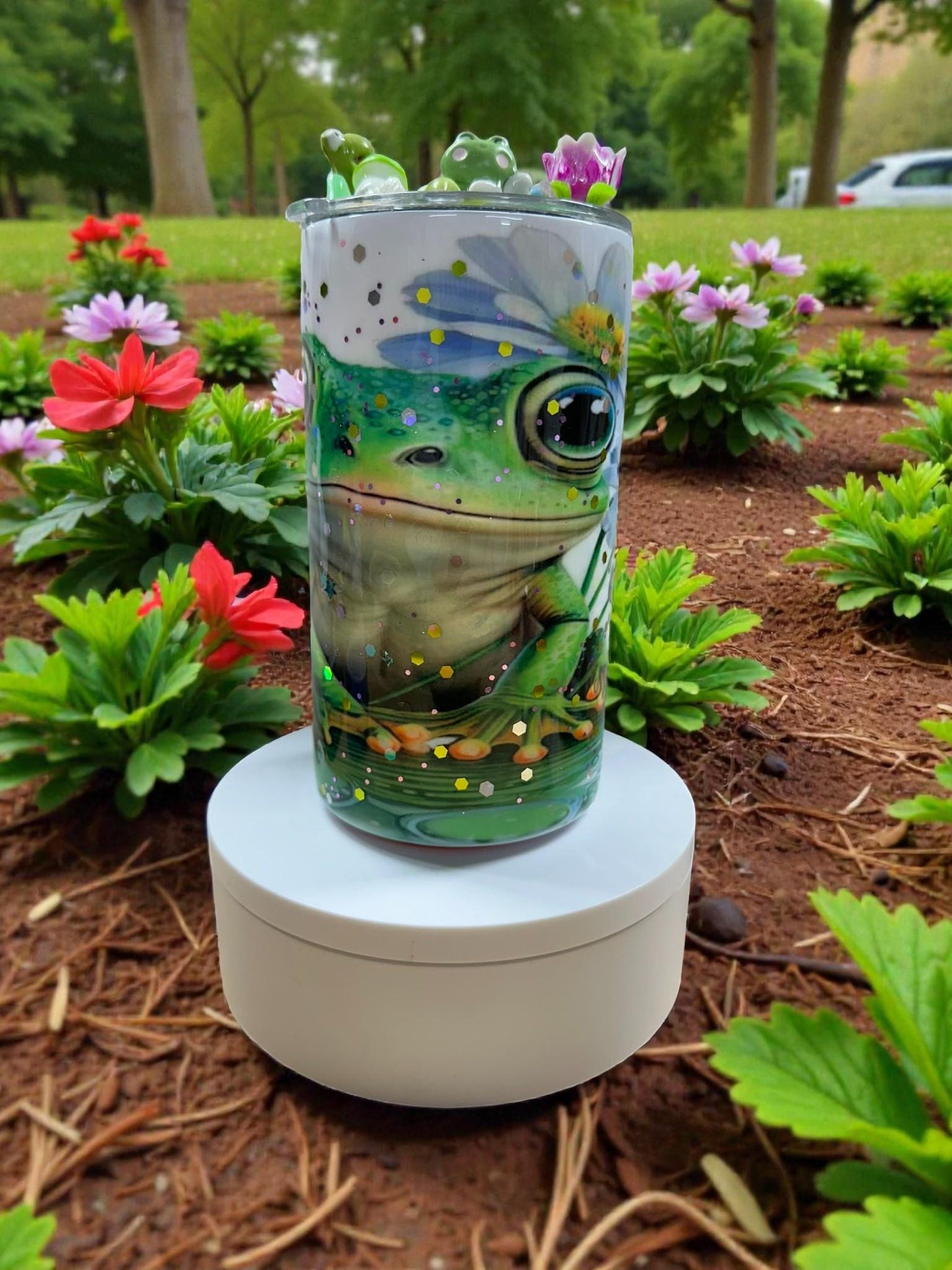 Spring Frog Tumbler – Floral Daisy Frog KIDS Stainless Steel Cup