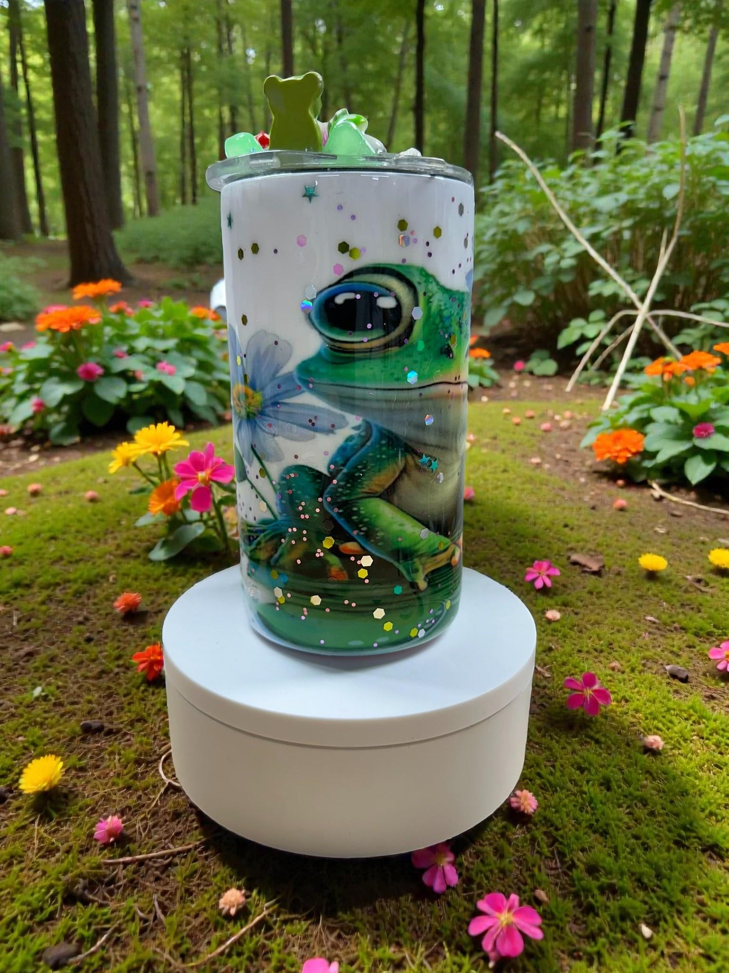 Spring Frog Tumbler – Floral Daisy Frog KIDS Stainless Steel Cup