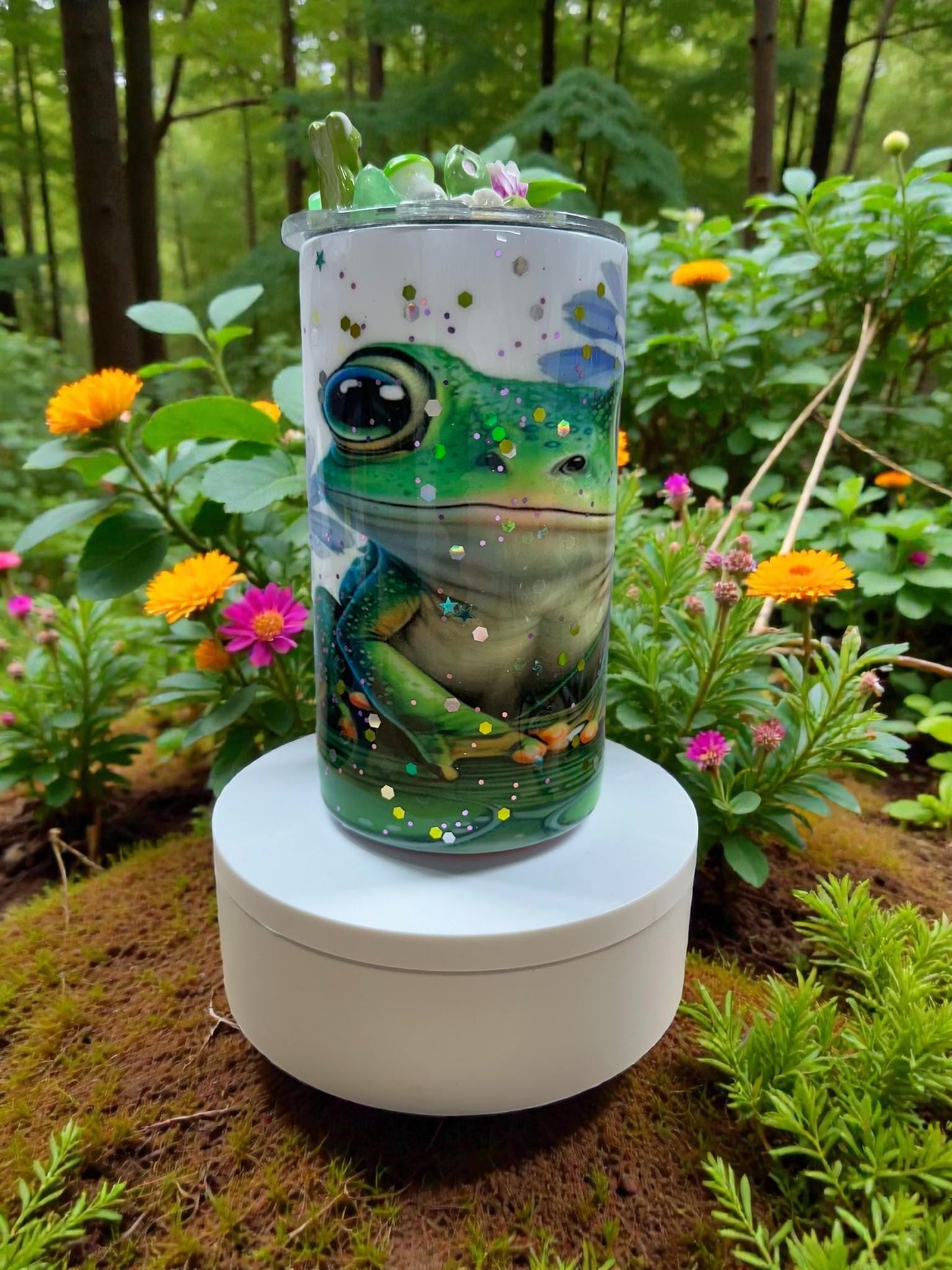 Spring Frog Tumbler – Floral Daisy Frog KIDS Stainless Steel Cup