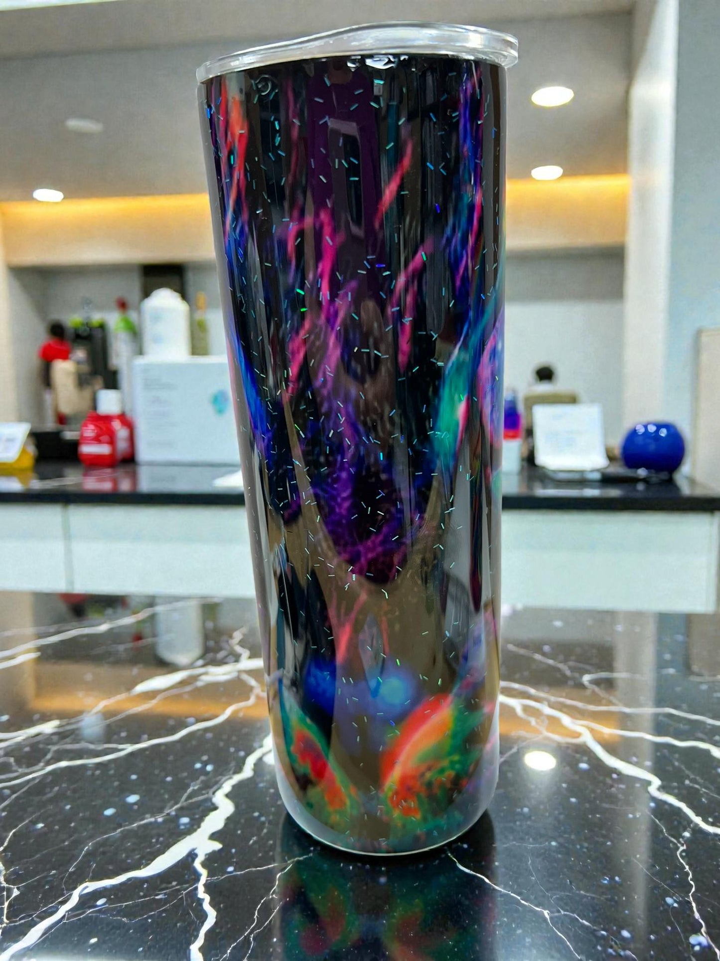 Psychedelic Cat 20oz Tumbler – Rainbow Glow Cat Eyes Stainless Cup