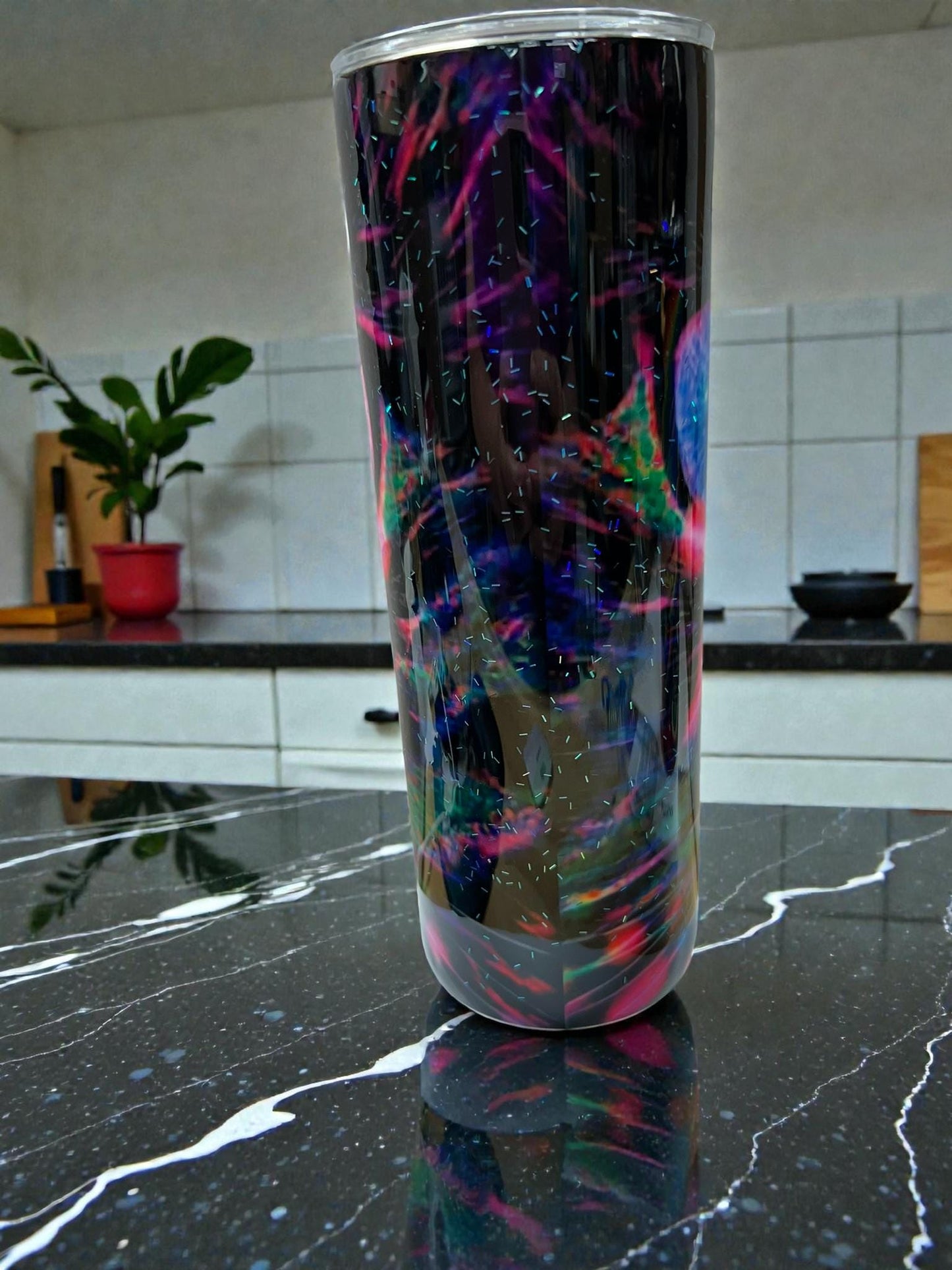 Psychedelic Cat 20oz Tumbler – Rainbow Glow Cat Eyes Stainless Cup