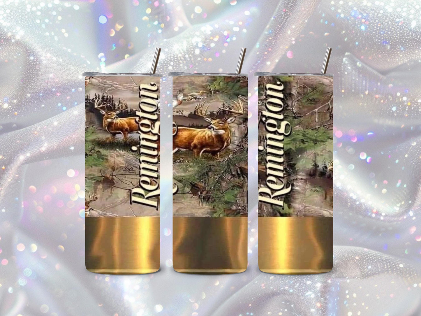 Rustic Bullet-Base Hunting Tumbler – Deer, Forest & Camo Design