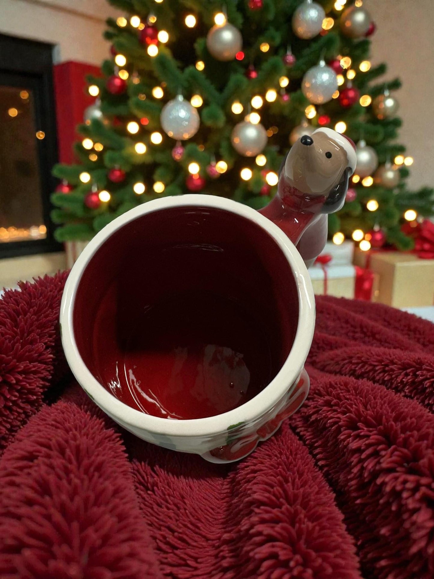 Festive 3D Dachshund Christmas Mug – Holiday Coffee & Cocoa Cup