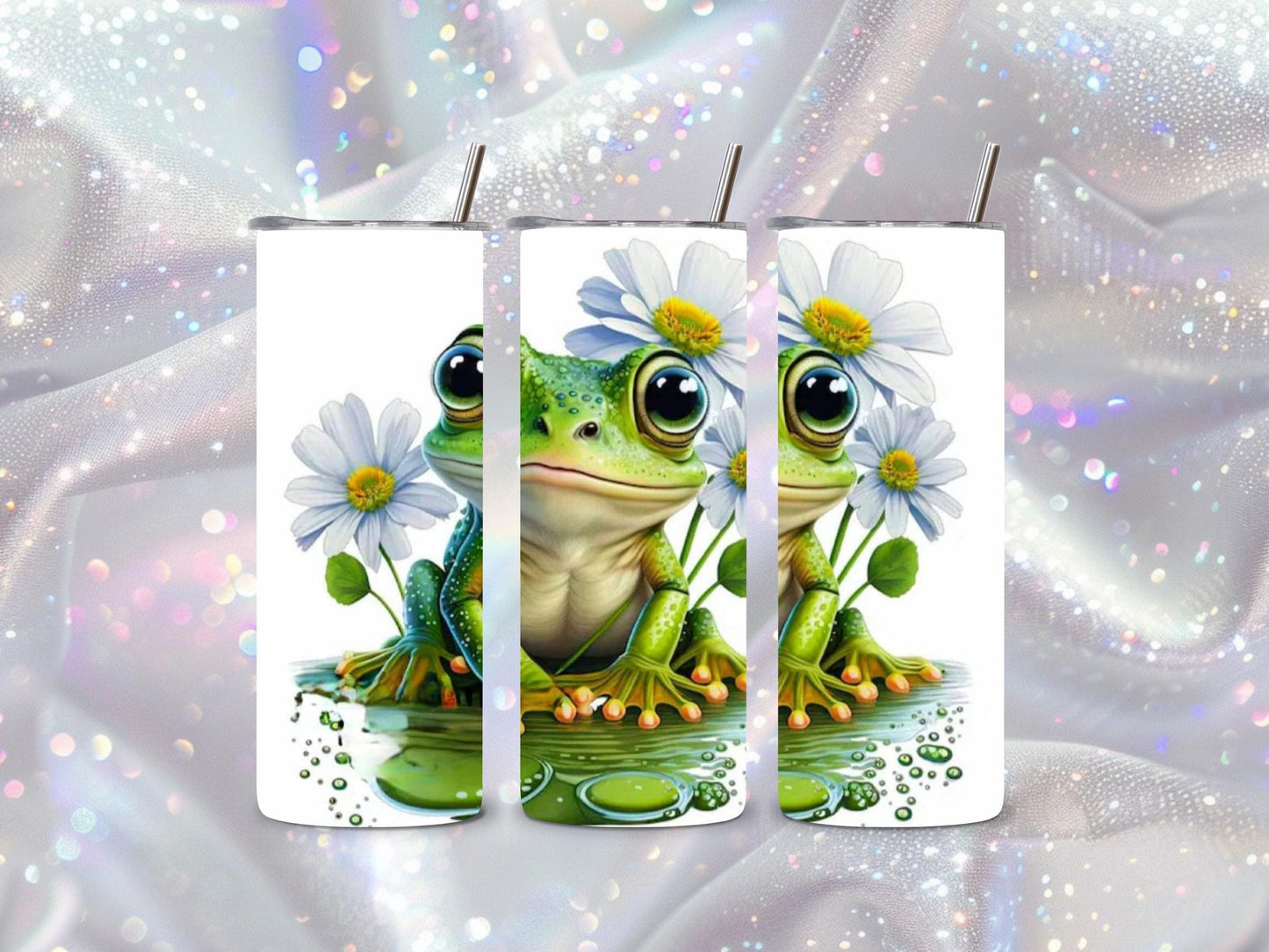 Spring Frog Tumbler – Floral Daisy Frog KIDS Stainless Steel Cup