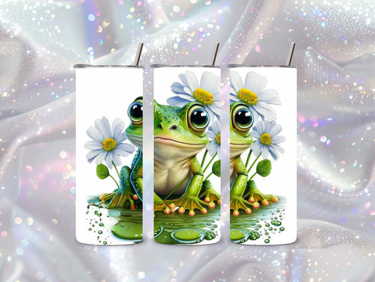Spring Frog Tumbler – Floral Daisy Frog KIDS Stainless Steel Cup