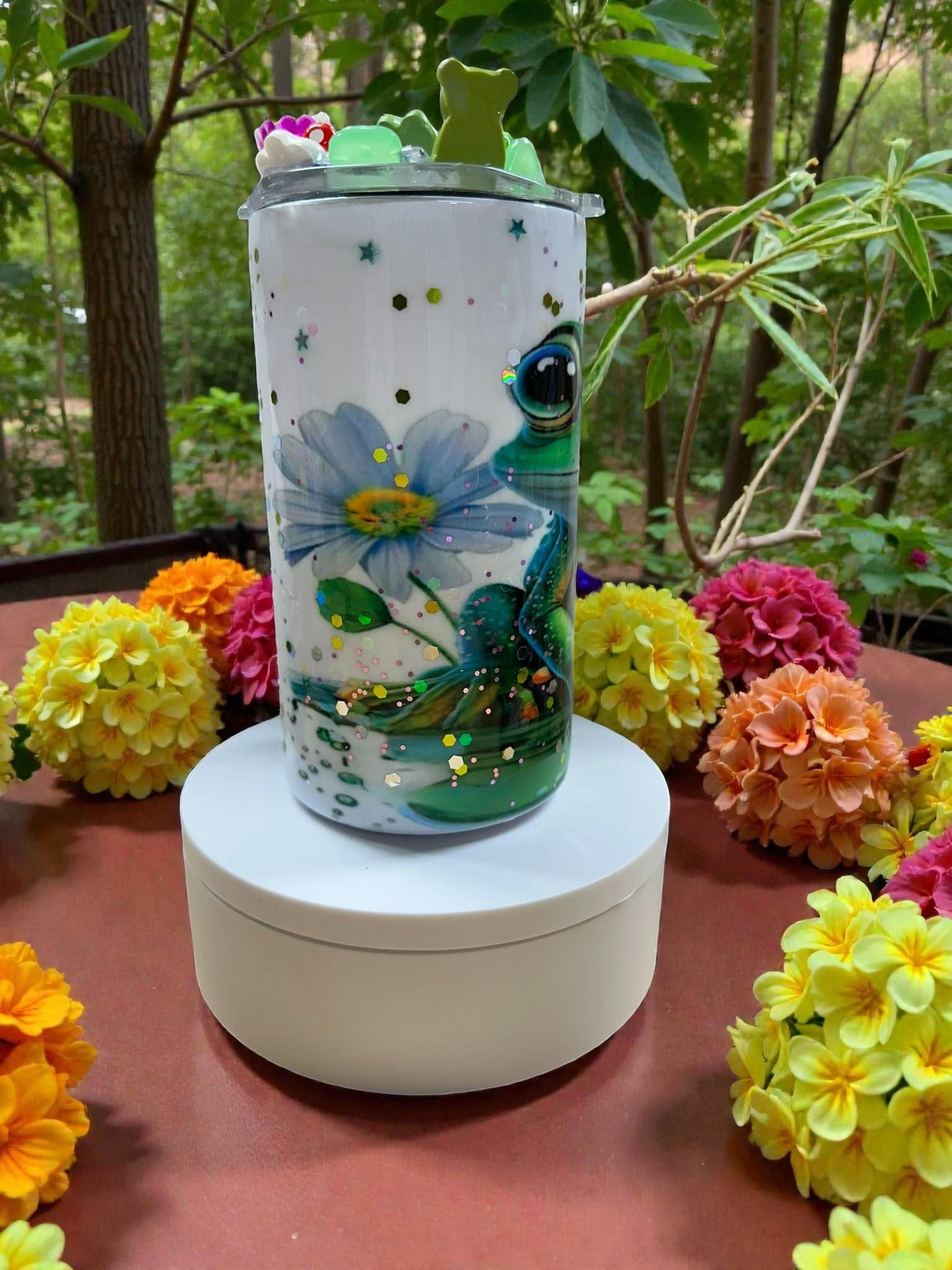 Spring Frog Tumbler – Floral Daisy Frog KIDS Stainless Steel Cup