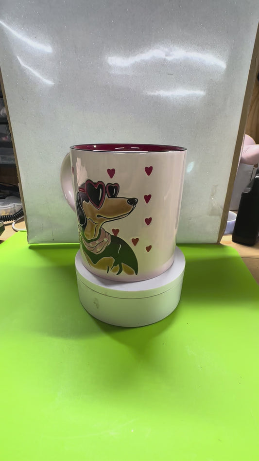 Dachshund Love Coffee Mug | Heart Sunglasses Dog Mug